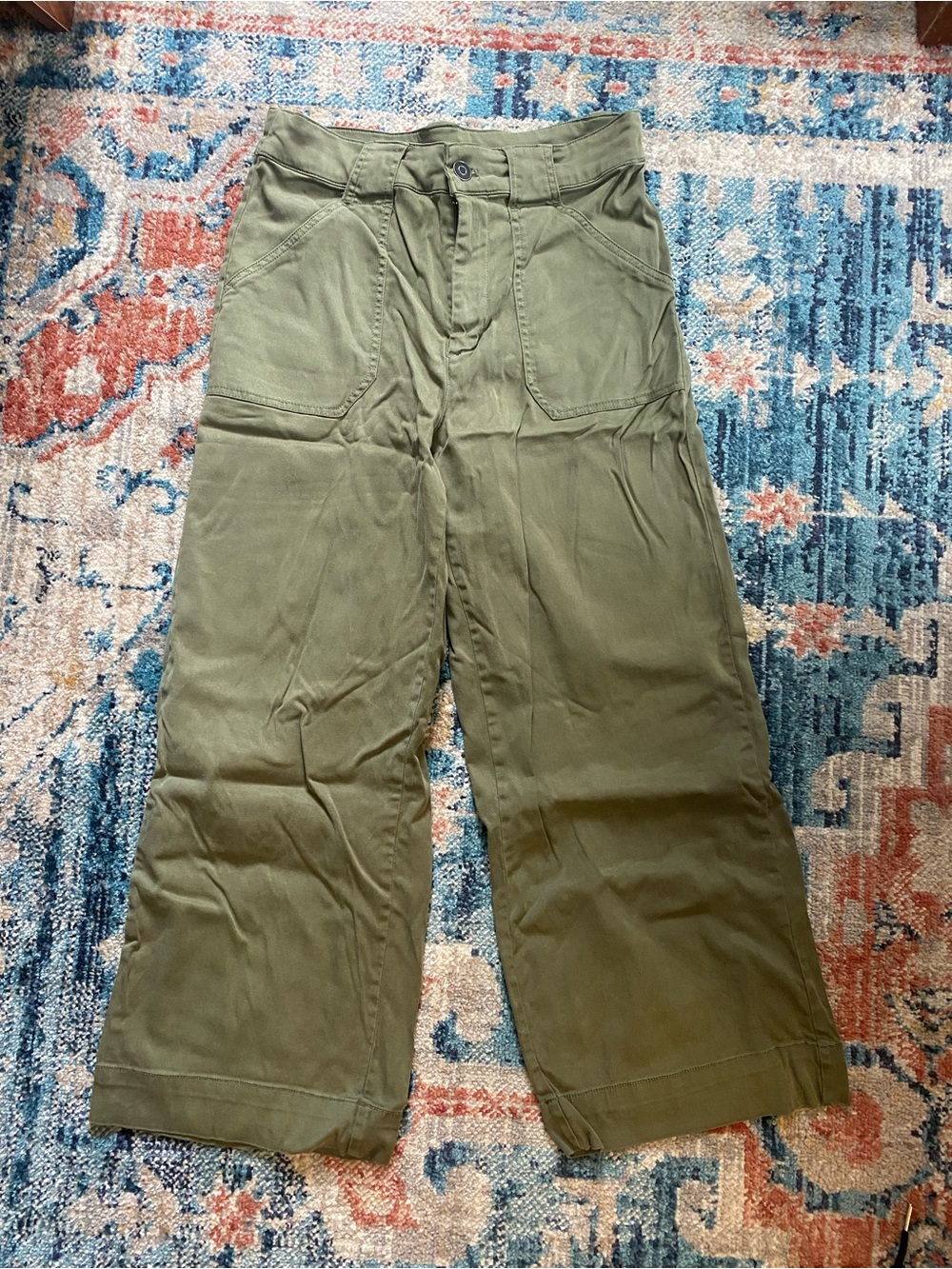 Jolie Army Green Wide Leg Ankle Pants